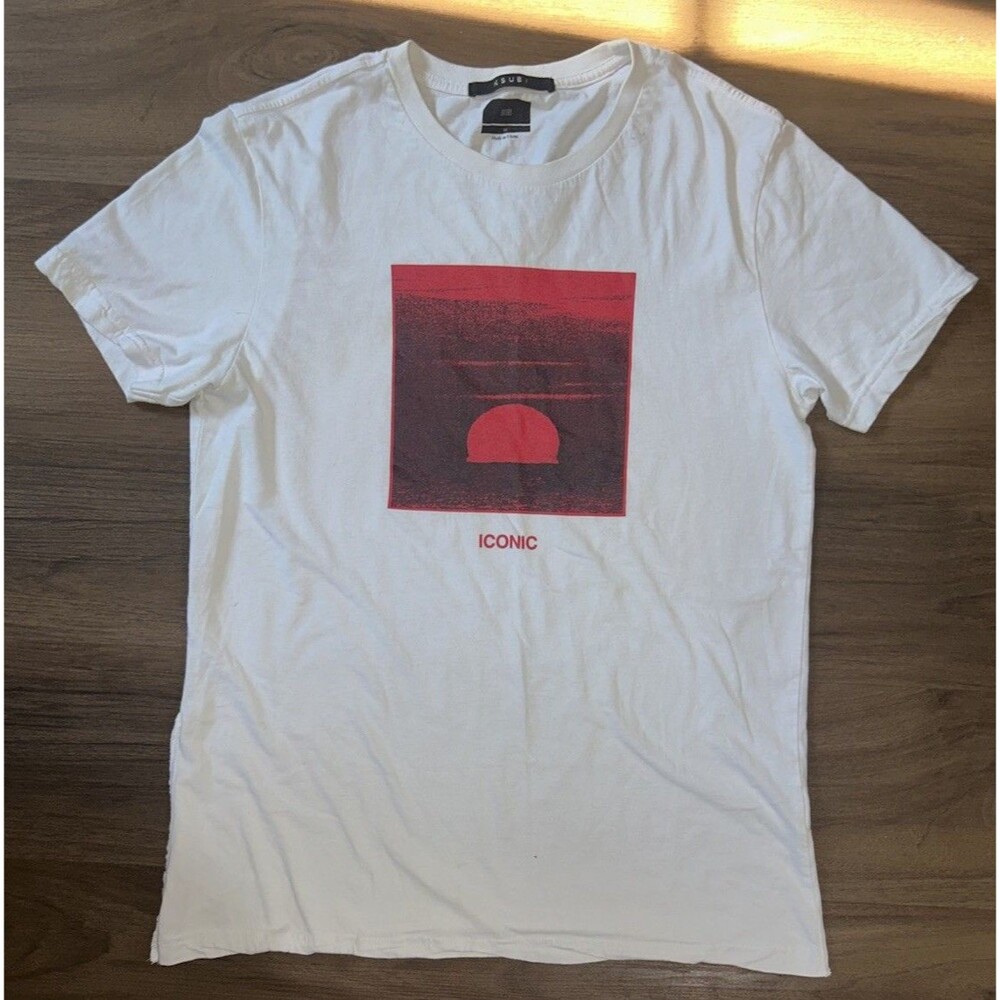 Ksubi Men's Iconic Sunset Graphic T-Shirt White Cotton Streetwear Short Sleeve M